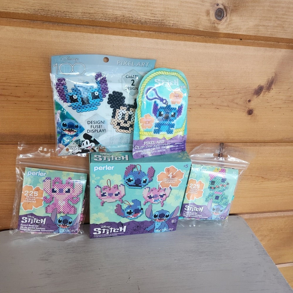 Lot‎ of 5 Perler Disney Stitch Fused Bead Kit Sets Pixel Melty Beads Ornaments